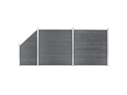 vidaXL Painel vedação WPC 2 quadrados + 1 inclinado 446x186cm cinzento