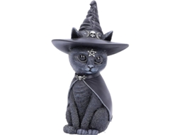 Nova Line figura de Gato Ocultista com Chapéu de Bruxa Decorativo de Mesa Preto 13.5cm