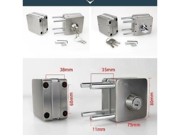 Fechadura De Porta Vidro Em Aço Inoxidável 10-12 Mm, Abertura Dupla Sem Furos.
