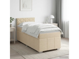 Vidaxl Cama Box Spring Com Colchão Creme 100 X 200 Cm Tecido