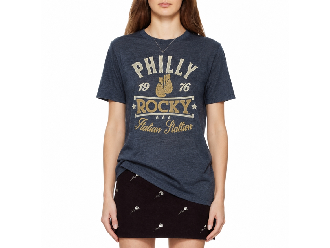 Rockinstone Rocky Movie Patriotic Rocky Movie Heather Navy Adult T-shirt Size:xxl