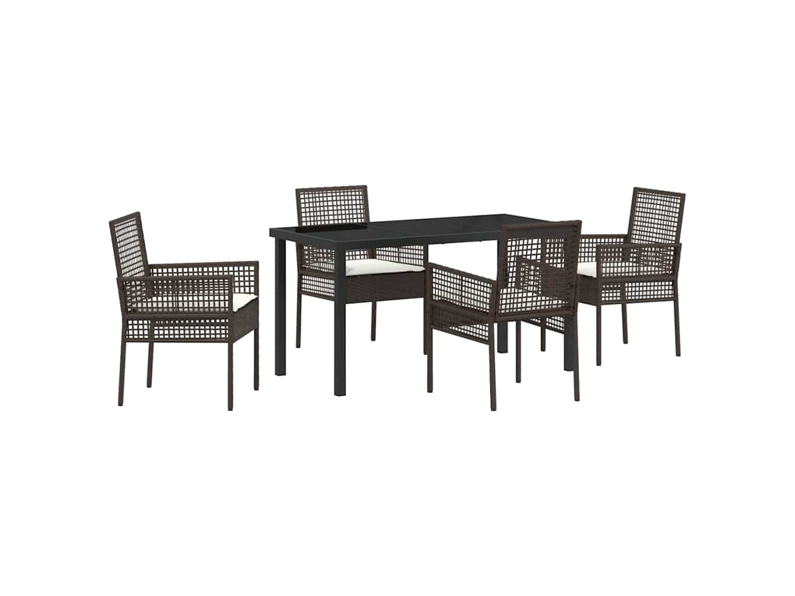Conjunto de Jantar para Jardim 5 Pcs Castanho Vime Pe MAISON EXCLUSIVE