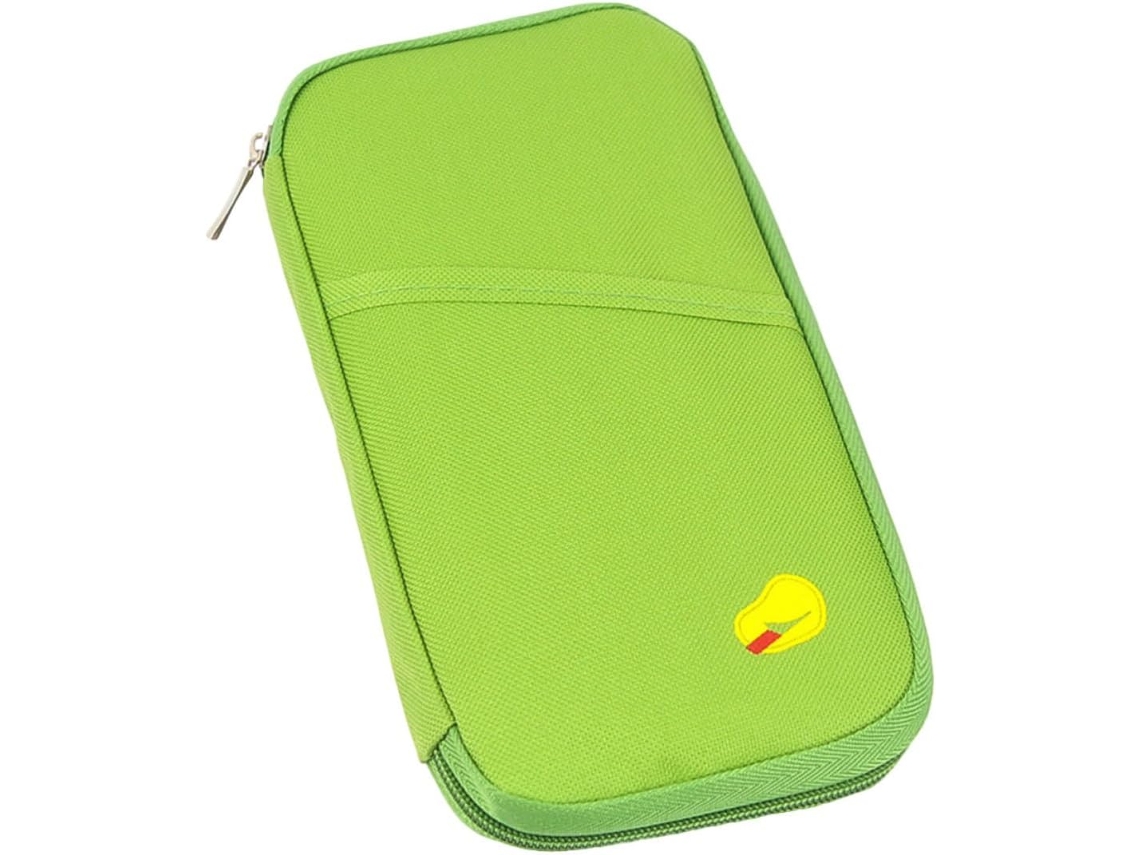 Bolsa De Viagem Para Documentos Em Lona Verde Com Zíper