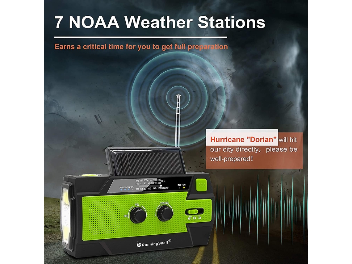 Rádio de Emergência Solar, Meteorológico Manual com Luz de Leitura AQUAFORGE