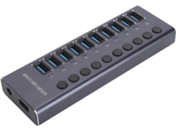 Hub De Dados Usb 3.0 Com Alimentação Externa, 10 Portas Interruptor