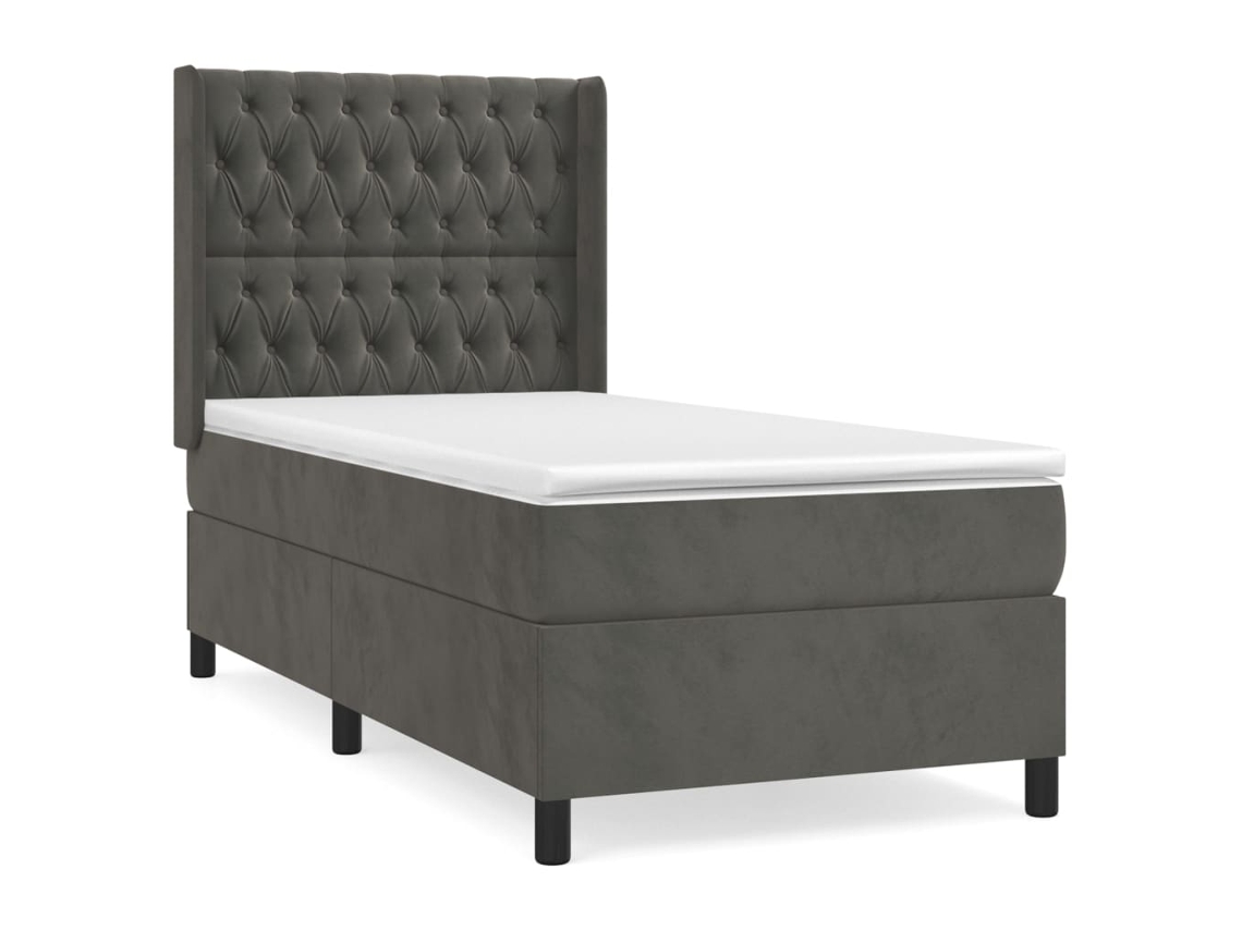 Cama com Molas/colchão 90x200 Cm Veludo Cinza escuro MAISON EXCLUSIVE