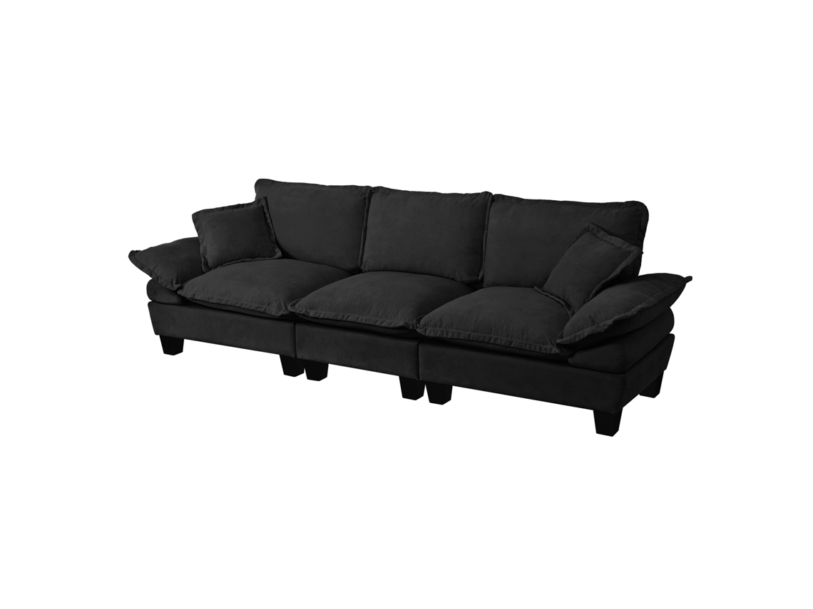 Sofá de Chenille em formato de barco, poltrona modular de 3 lugares, preto ORBITRA COMMERCE