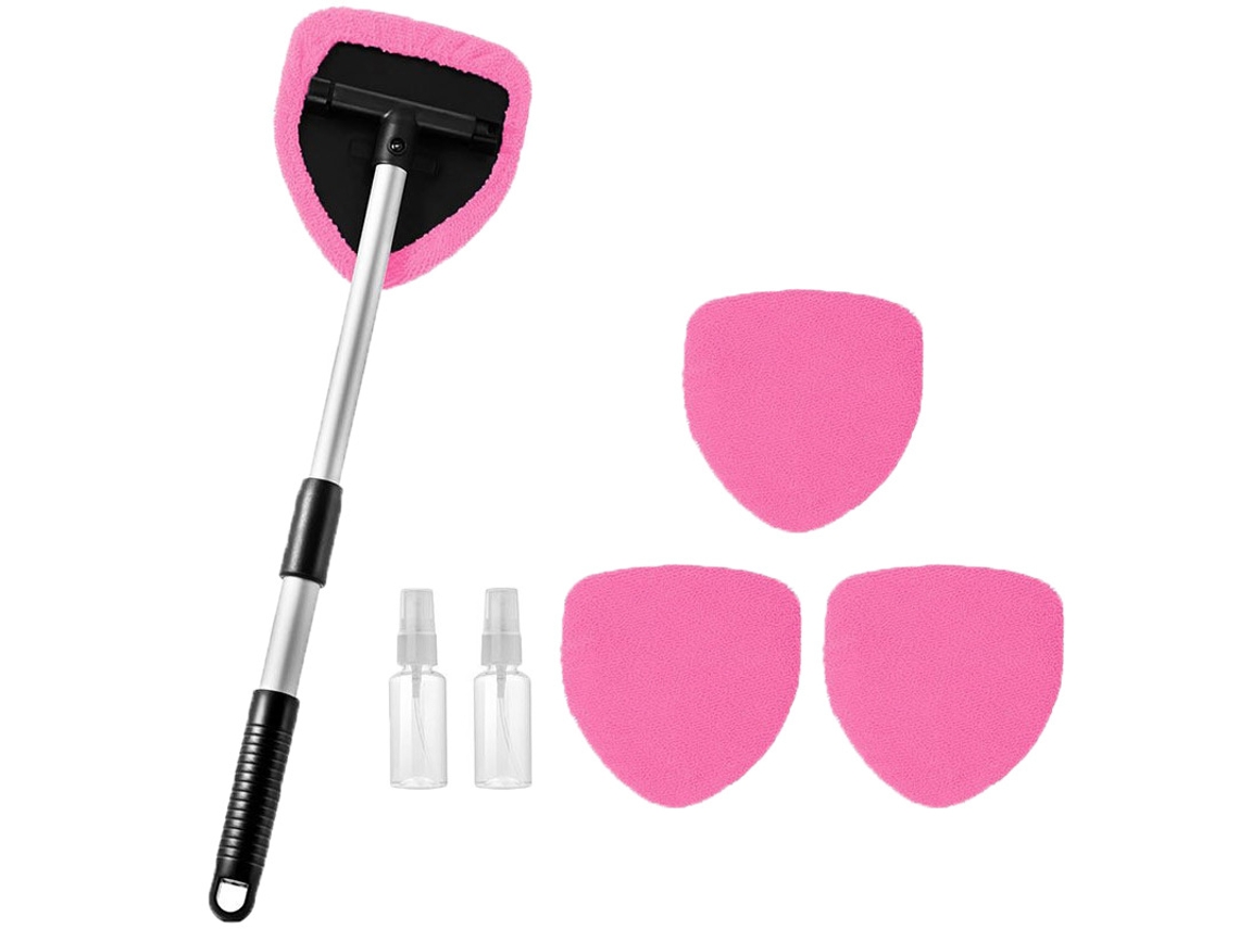 Escova Telescópica Para Para-brisa, 4 Capas, Para Vidros E Espelhos, Rosa