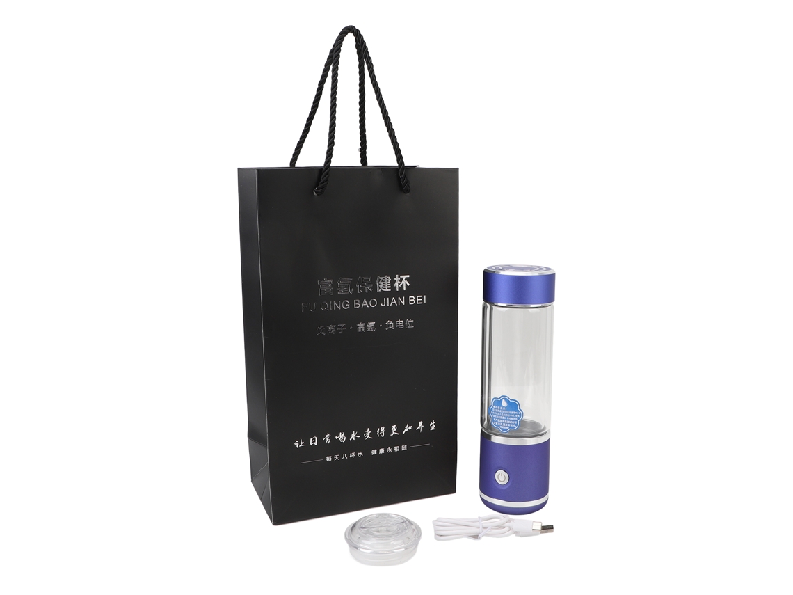 Garrafa de Água de Hidrogênio 300ml Recarregável Azul