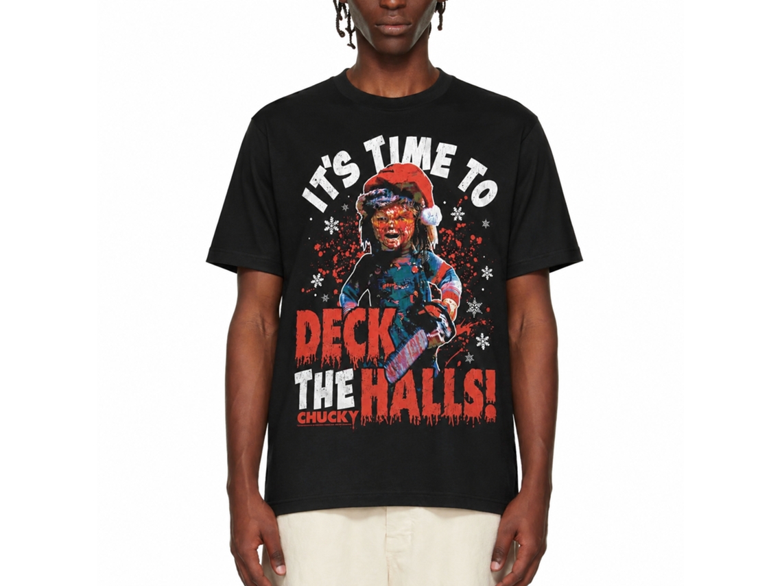 Rockinstone Chucky Deck The Halls Black T-shirt Size:l