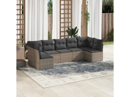 Vidaxl 7 Pcs Conjunto Sofás P/ Jardim C/ Almofadões Vime Pe Cinzento