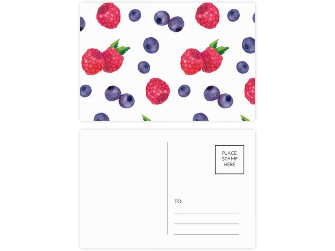 Conjunto de Cartões Postais Aniversário com Ilustração Mirtilo e Morango da Diythinker 20 Unidades, 14,5 Cm