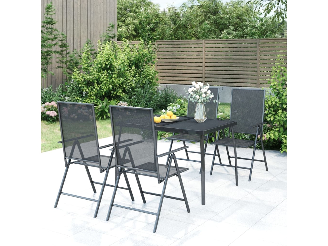 Pcs Conjunto De Jantar Para Jardim Aço Antracite Dkd Home Decor