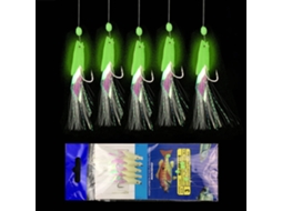 Anub 5pcs Iscas de Pesca com Anzóis e Miçangas Luminosas, Acessórios de Pesca para Água Doce e Salgada