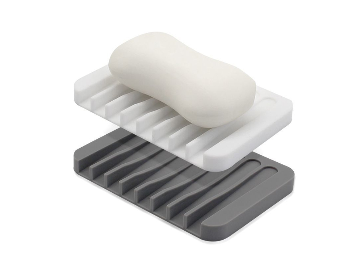 2026 linjou 2ud Reposapalos de Jabón de Silicona Premium, Antideslizante Y Autodrenante para Baño Y Ducha (blanco, Gris)