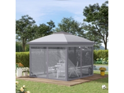 Gazebo 3 X 3 M, Tenda de Jardim, Tenda Dobrável Pop up com Teto Duplo, 4 Mosquiteiros Removíveis com Zíper  Bolsa de Transporte