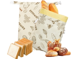 Conjunto De 2 Sacos Reutilizáveis Para Conservar Pão Caseiro, Em Algodão E Cera De Abelha, 30 × 43 Cm