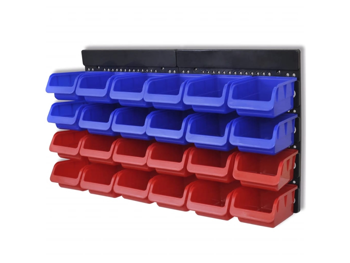 vidaXL Organizador ferramentas montado na parede, 2 pçs, vermelho & azul
