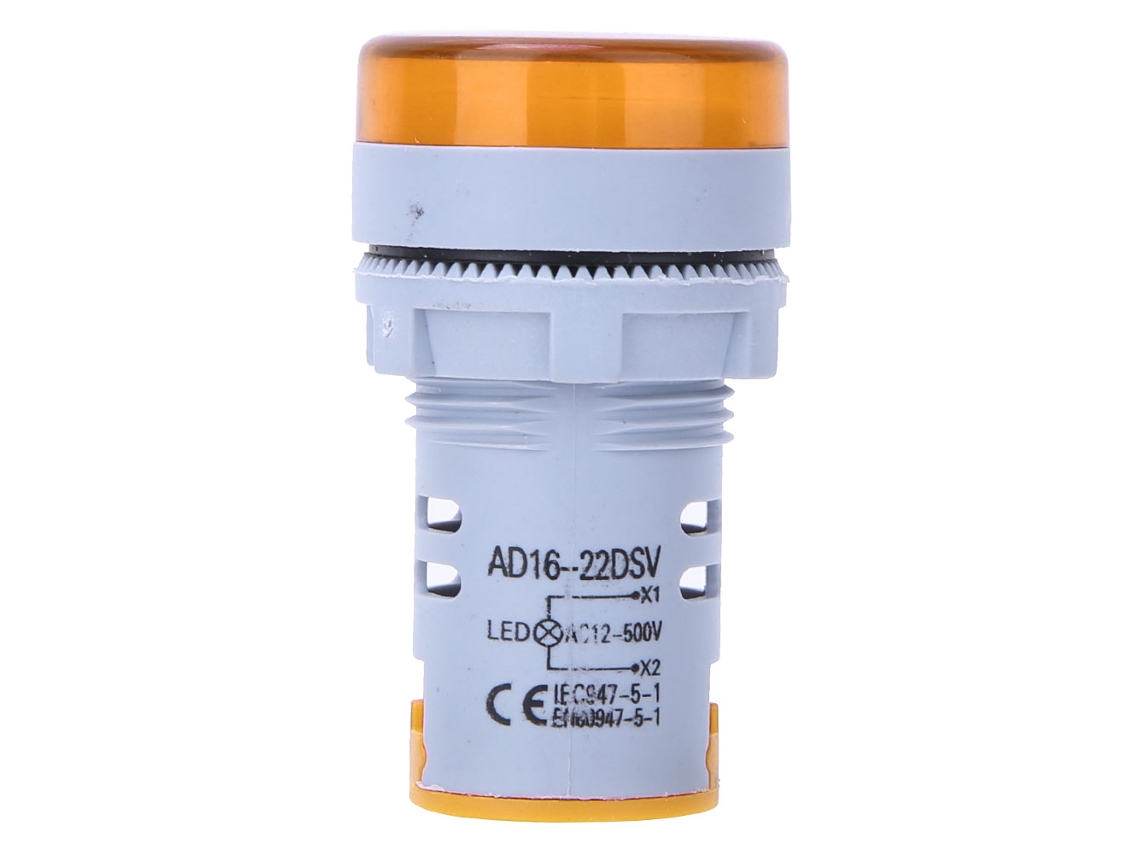 Indicador Led Voltmeter Ad16-22ds 60v-500v Ac Amarelo Sunflare