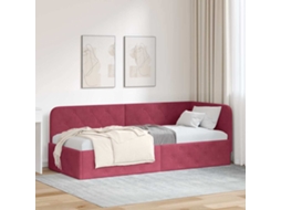 Vidaxl Estrutura De Cama De Canto Vinho Vermelho 80 X 200 Cm Veludo