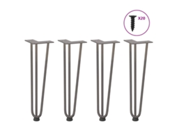 Vidaxl Pernas De Grampo Para Mesa De Centro 4 Peças Aço Natural 42 Cm Aço Maciço