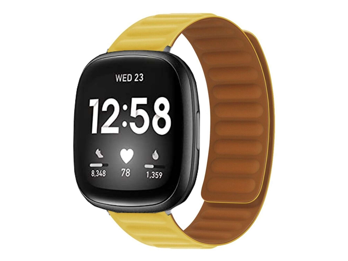 Bracelete Pulseira Magnética de Forte Conexão para Fitbit by Google Versa 2 Amarelo