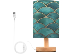 Luminária De Cabeceira Led Para Quarto, Luminária De Leitura Com Cúpula Tecido, Base De Madeira E Porta Usb Para