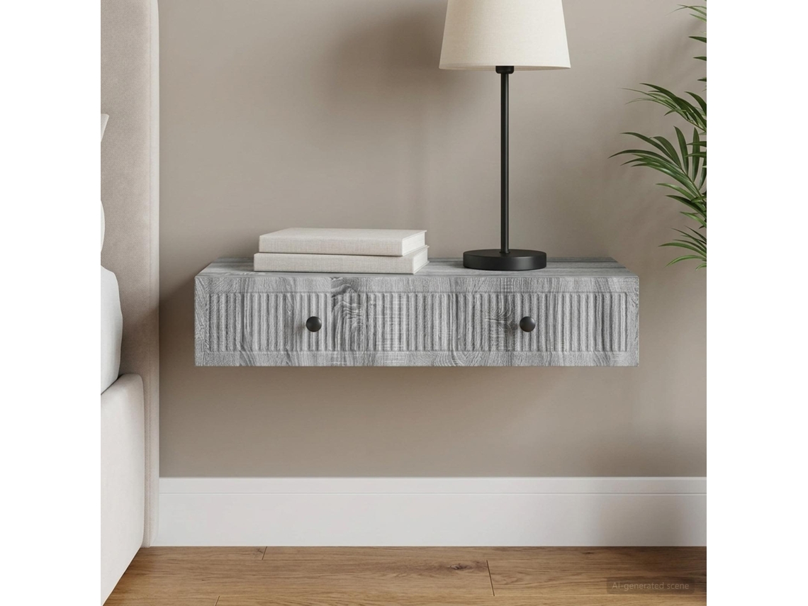 Vidaxl Mesa Lateral De Parede Sonoma Cinzento 87,5 X 34,5 X 17 Cm