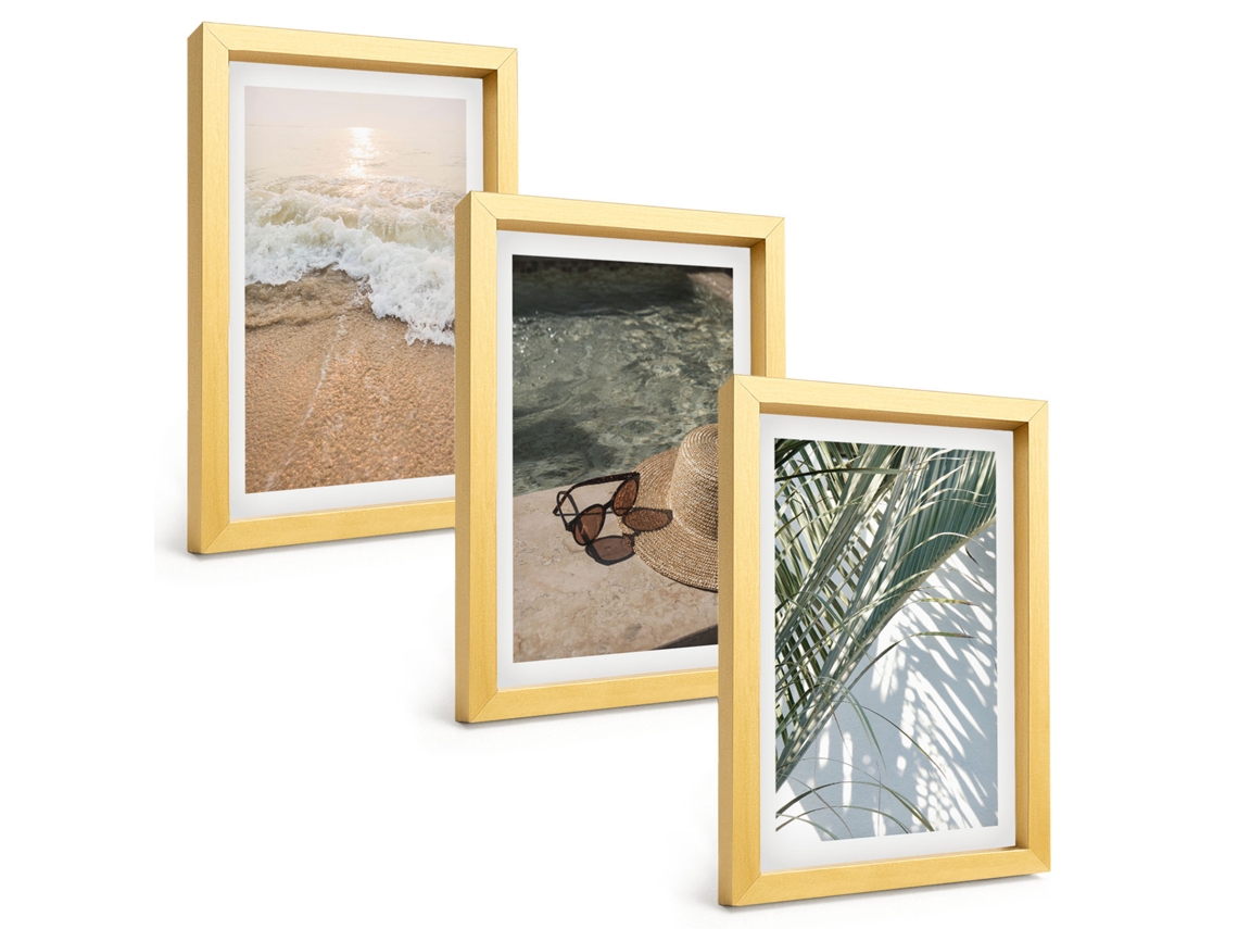 Composição De Quadros Água, Chapéu De Praia, Óculos De Sol Espelharte (3 Peças 20x30 Cm)