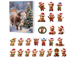 Calendário De Natal Com Contagem Regressiva De 24 Dias Para 2025 Com Tema De Vaca Do Advento |
