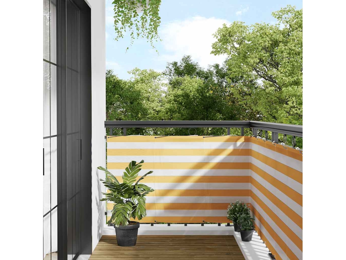 Vidaxl Tela De Varanda 90x800 Cm Amarelo E Branco Riscas