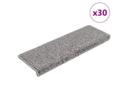 Vidaxl Tapetes De Escada 30 Peças 65x21x4 Cm Cinza Com Borda Retangular