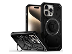 Suporte Casa Para Iphone 15 Pro Max Pele Sintética Magnética Preto