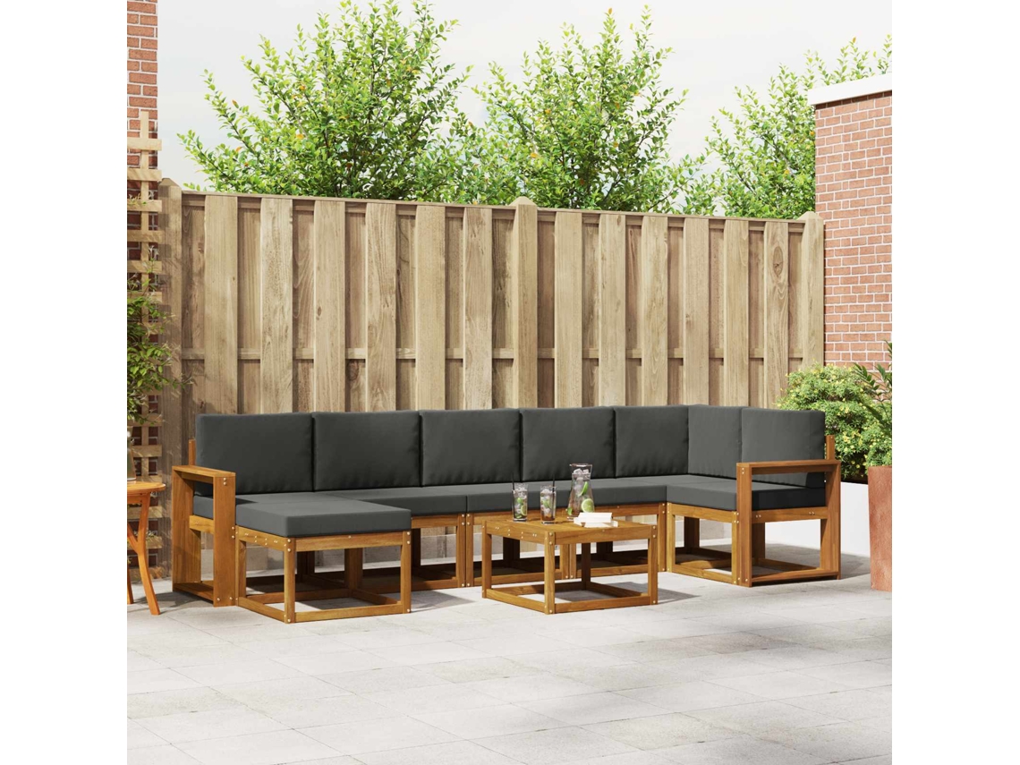 Vidaxl Conjunto De Sofás Para Exterior 8 Unid. Natural E Antracite