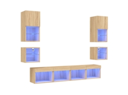 Conjunto de 8 Móveis Parede para Tv com Leds Deriv. Madeira Carvalho Sonoma MAISON EXCLUSIVE