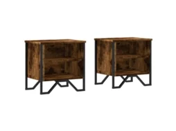 Conjunto de Mesas de Cabeceira 2pcs Derivados de Madeira Carvalho Fumado MAISON EXCLUSIVE