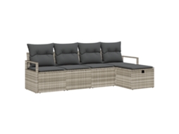 Conjunto 5 Conjunto De Sofás Para Exterior Vidaxl Cinzento-claro Vime Pe