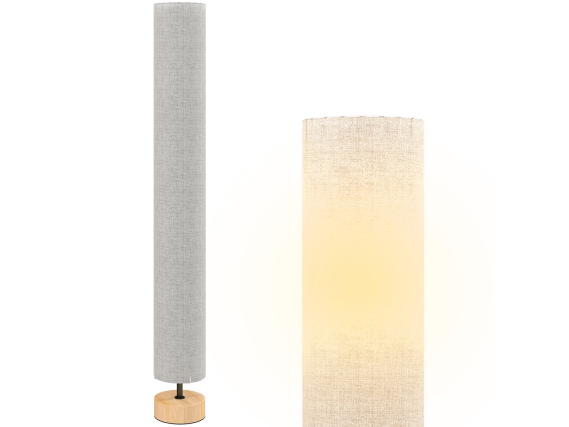 Abajur de Pé para Sala com Cúpula de Linho,interruptor de Pé,2 Soquetes E27,120cm,cinza BTFORUS