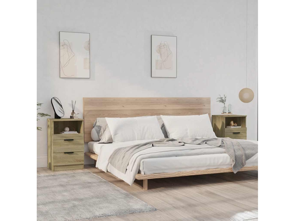Vidaxl Mesas De Cabeceira 2pcs Derivados De Madeira Carvalho Sonoma