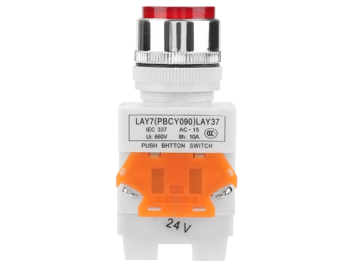 Interruptor Botão Vermelho Auto bloqueio Led 24v