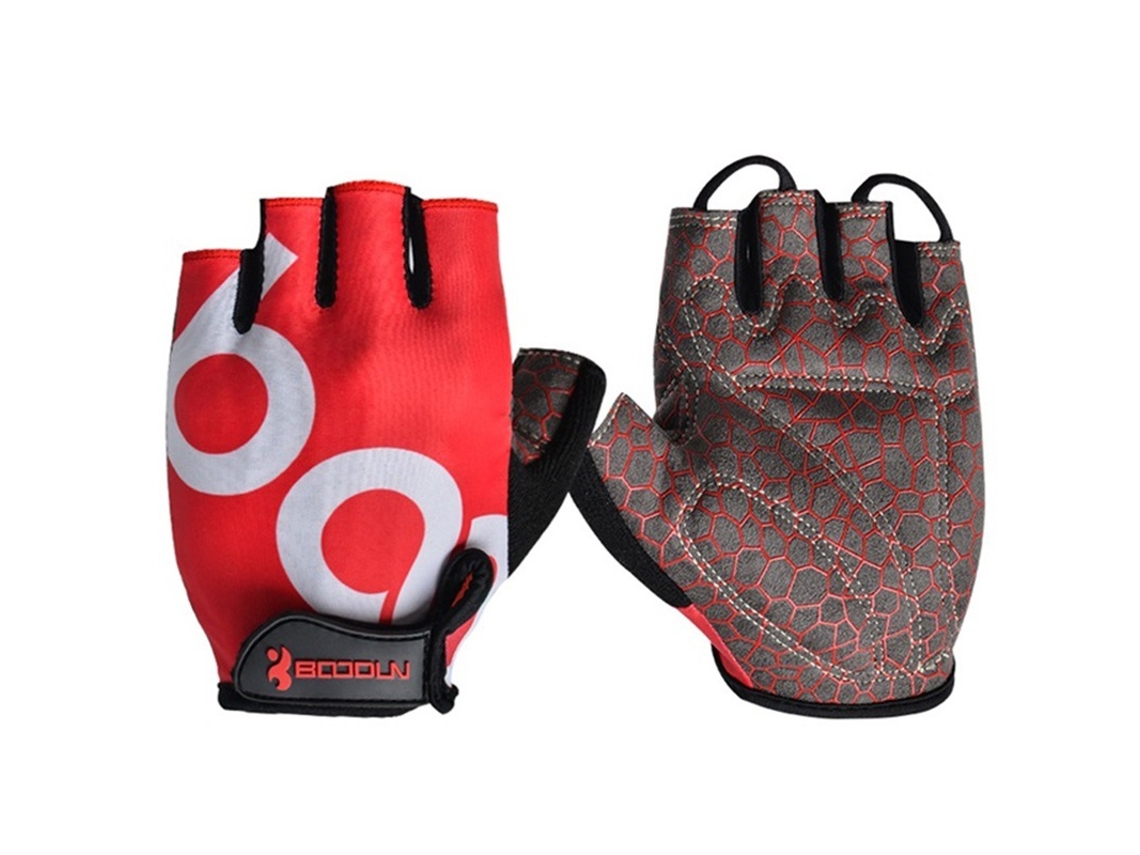 Botão em lycra MDUG para maior respirabilidade, meio dedo, antiderrapante (vermelho m)