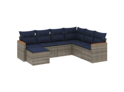 Conjunto de Sofá de Jardim, 7 Peças, Almofadas, Rattan Cinza MAISON EXCLUSIVE