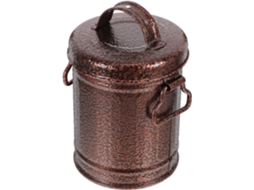Cinzeiro vintage de ferro com tampa, design pequeno e portátil em formato de balde.