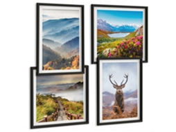 Composição De Quadros Paisagens De Montanhas E Florestas Selvagens Espelharte (4 Peças)