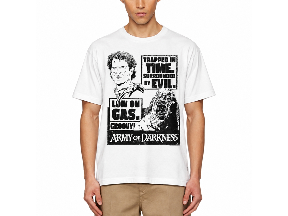 Rockinstone Army Of Darkness Movie Ash And Pit Witch White Adult T-shirt Size:l