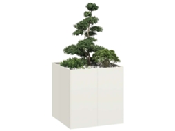 Vidaxl Vaso Floreira 80x80x80 Cm Aço Branco