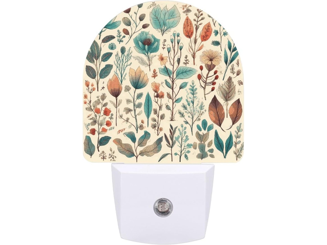 Luminária De Parede Quarto, Banheiro, Corredor, Luz Noturna, Com Estampa Floral E Folhas, Sensor Crepuscular