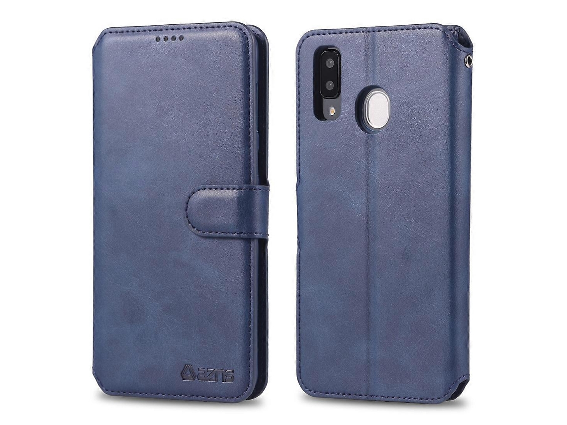 Capa De Couro Pu Com Flip Horizontal Magnético E Textura De Bezerro Azns Para Galaxy A20e Com Suporte, Compartimentos Para Cartões E Porta-retratos