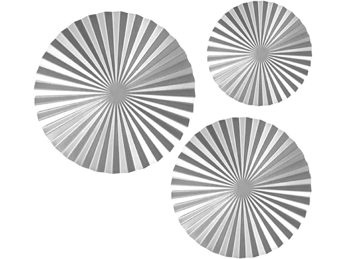 Conjunto De 3 Enfeites De Parede Em Forma De Sol, Em Metal Prateado Texturizado, Com Design Moderno E Arredondado.
