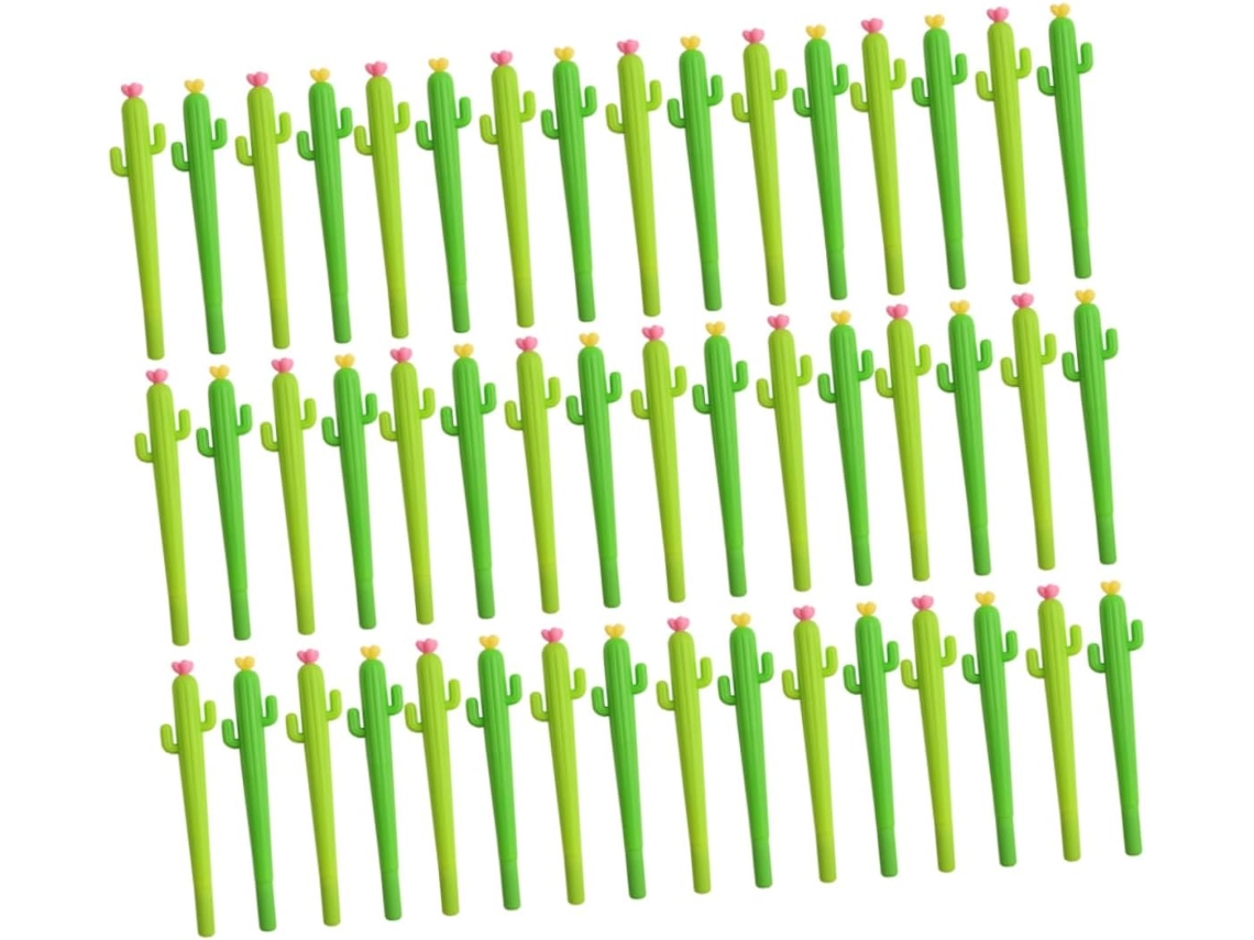 Conjunto De 24 Canetas Em Gel Nuobesty Com Tinta Preta, Formato Cacto